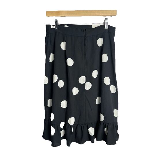 Modcloth‎ It's A Wrap Ruffled A-Line Mini Skirt Women M Black White Polka Dots - Picture 4 of 8